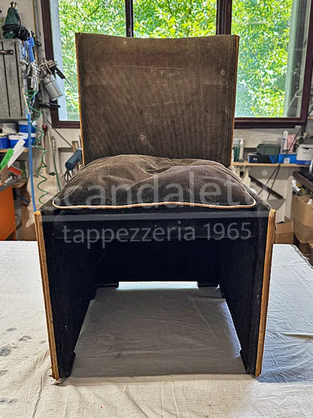 restauro-sedia-break-401-cassina-scandaletti-- Prima del restauro e nuovo rivestimento della sedia Break 401 di Cassina - Scandaletti
